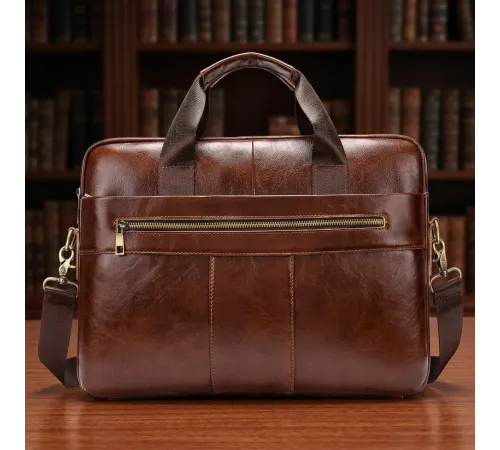 Ділова чоловіча сумка з зернистої шкіри Vintage 14836 Коричнева