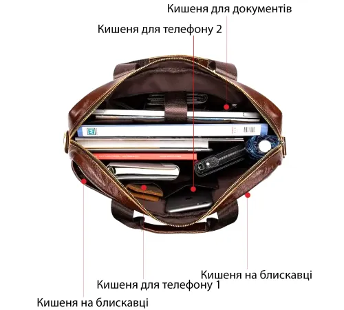 Ділова чоловіча сумка з зернистої шкіри Vintage 14836 Коричнева