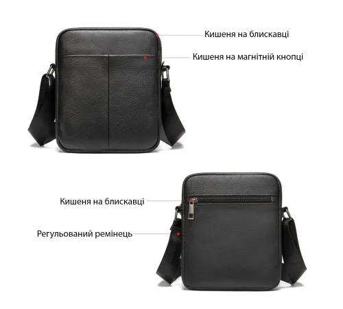 Сумка вертикальна шкіряна 14994 Vintage Чорна