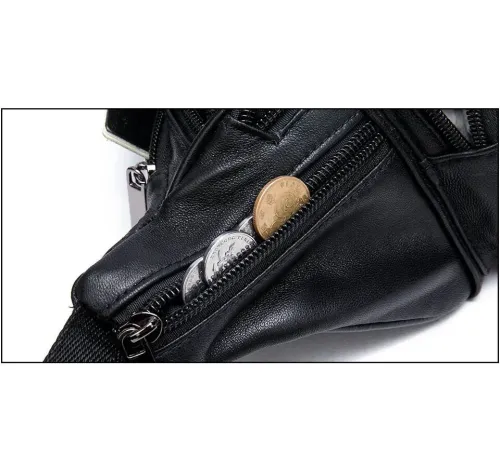 Сумка поясна з овечої шкіри Vintage 20205 Чорна