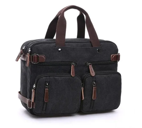 Сумка-трансофрмер текстильна велика Vintage 20078 Чорна