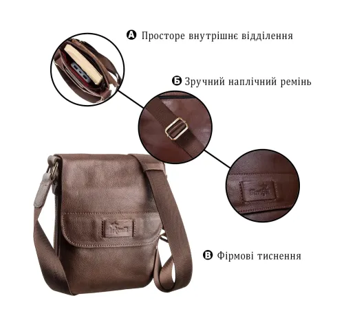 Чоловіча шкіряна сумка планшетка SHVIGEL 19114 Коричнева
