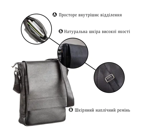 Сумка SHVIGEL 11080 з натуральної шкіри Чорна