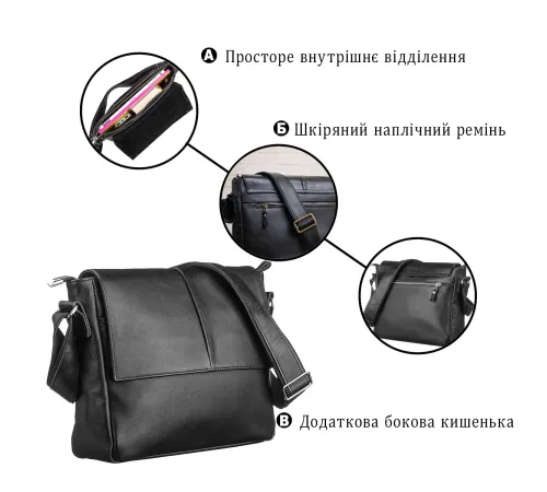 Сумка SHVIGEL 11130 шкіряна Чорна