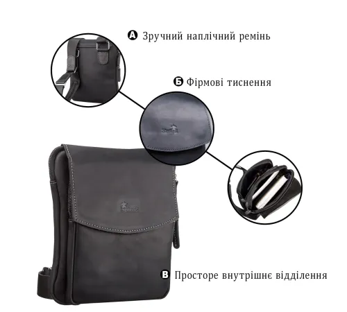 Сумка чоловіча SHVIGEL 11092 шкіряна Чорна