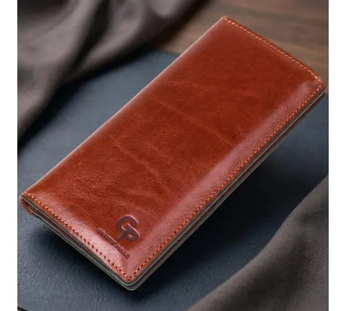 Кожний вертикальний купюрник GRANDE PELLE 11213 Коричневий