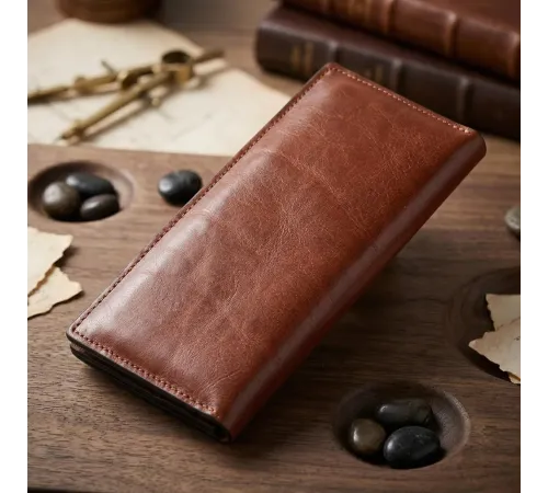 Кожний вертикальний купюрник GRANDE PELLE 11213 Коричневий