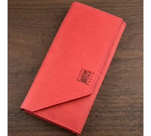 Кожний горизонтальний клатч з італійської шкіри GRANDE PELLE 11216 Червоний