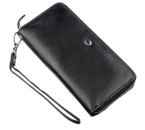 Шкіряний жіночий клатч на блискавки ST Leather 18933 Чорний