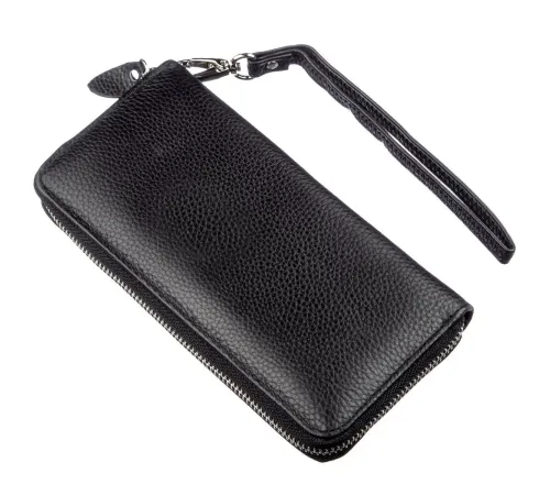 Шкіряний жіночий клатч на блискавки ST Leather 18933 Чорний