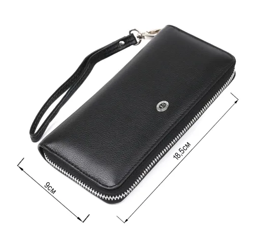 Шкіряний жіночий клатч на блискавки ST Leather 18933 Чорний