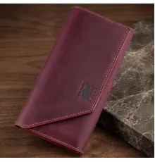 Шкіряний клатч жіночий на магніті GRANDE PELLE 11217 Бордовий