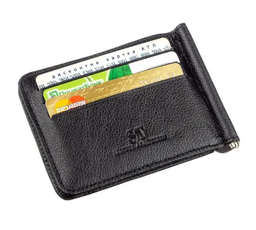 Шкіряний чоловічий Затискач на магніті ST Leather 18937 Чорний