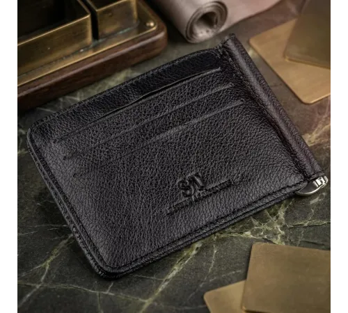 Шкіряний чоловічий Затискач на магніті ST Leather 18937 Чорний