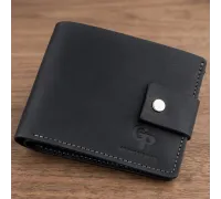 Компактне чоловіче портмоне в вінтажному стилі GRANDE PELLE 11228 Чорне