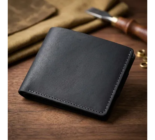 Компактне чоловіче портмоне в вінтажному стилі GRANDE PELLE 11228 Чорне