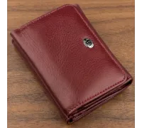 Компактний жіночий гаманець на кнопці ST Leather 18885 Темно-червоний