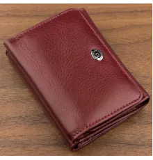 Компактний жіночий гаманець на кнопці ST Leather 18885 Темно-червоний