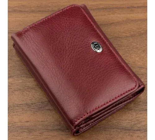 Компактний жіночий гаманець на кнопці ST Leather 18885 Темно-червоний