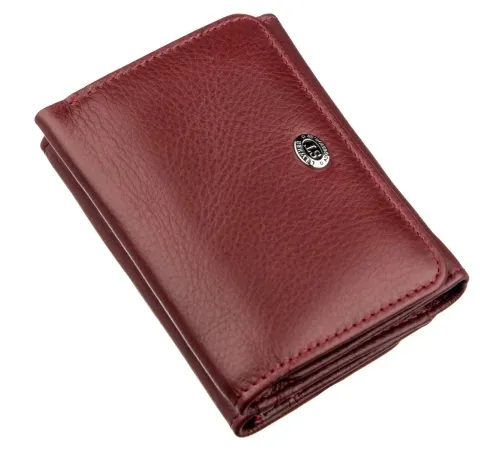 Компактний жіночий гаманець на кнопці ST Leather 18885 Темно-червоний
