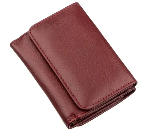Компактний жіночий гаманець на кнопці ST Leather 18885 Темно-червоний