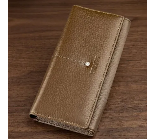 Гаманець горизонтальний зі стразами жіночий шкіряний BALIYA 18977 Коричневий