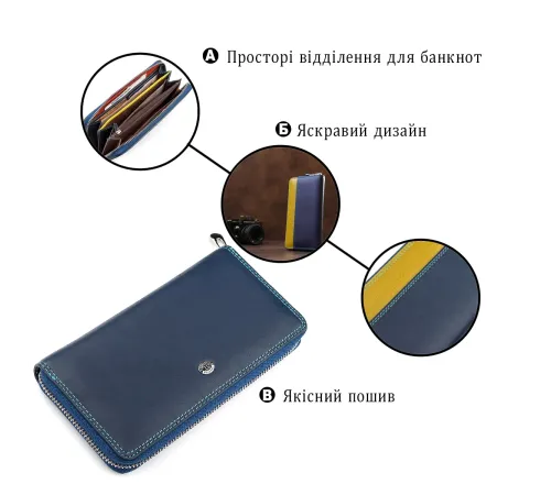 Гаманець жіночий ST Leather 18375 (SB71) на блискавці Синій