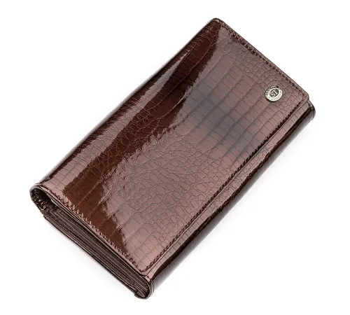 Гаманець жіночий ST Leather 18431 (S9001A) лакована шкіра Коричневий