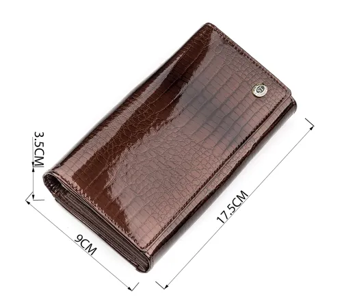 Гаманець жіночий ST Leather 18431 (S9001A) лакована шкіра Коричневий