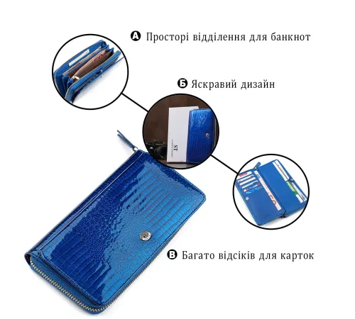 Гаманець жіночий ST Leather 18435 (S7001A) лакований Синій