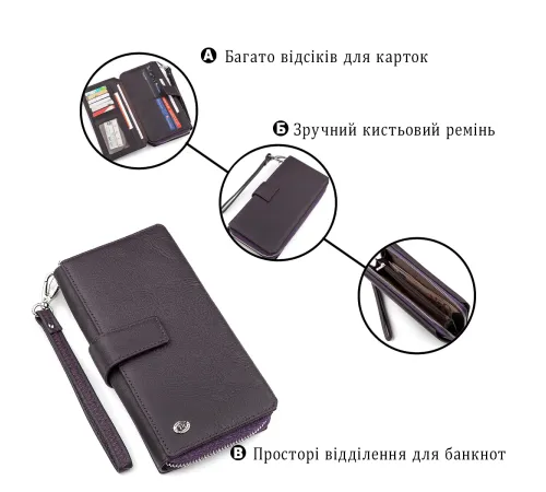 Гаманець жіночий ST Leather 18455 (SТ228) зручний Фіолетовий