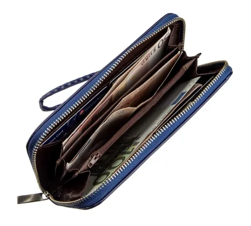 Гаманець жіночий на одну блискавку з екокожі гладкий KIVI 19036 Синій