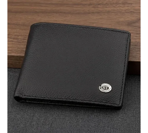 Чоловічий гаманець ST Leather 18352 (ST-1) натуральна шкіра Чорний