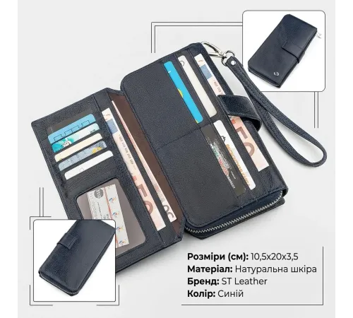 Чоловічий гаманець ST Leather 18454 (ST128) шкіряний Синій