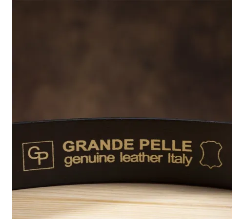 Надійний шкіряний італійський ремінь GRANDE PELLE 00242 Коричневий