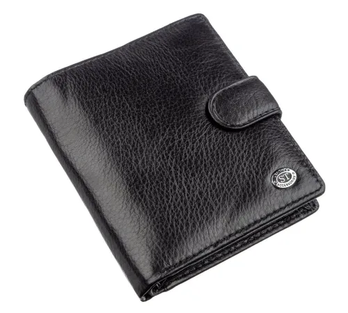 Невеликий шкіряний гаманець для чоловіків ST Leather 18832 Чорний