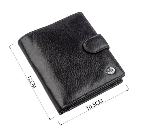 Невеликий шкіряний гаманець для чоловіків ST Leather 18832 Чорний