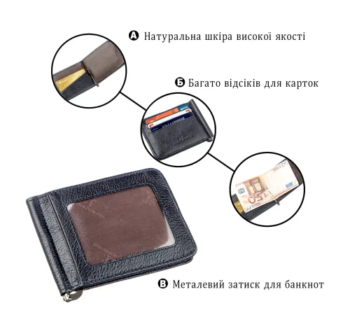 Практичний Затискач для чоловіків на магніті ST Leather 18939 Синій