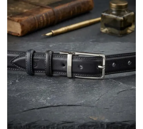 Ремінь брючний двосторонній чоловічий Grande Pelle 11156 Синій і Чорний