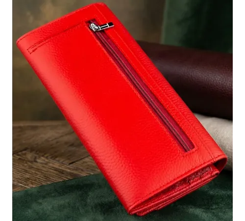 Яскравий жіночий гаманець на кнопці ST Leather 18954 Червоний