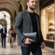 Барсетка чоловіча GRANDE PELLE 11146 з гладкої шкіри Чорна