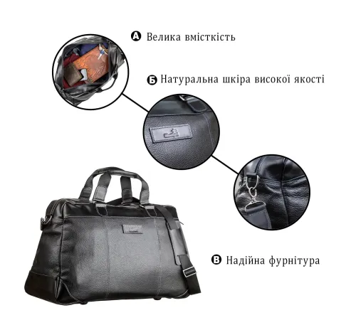 Дорожня сумка SHVIGEL 11120 шкіряна Чорна