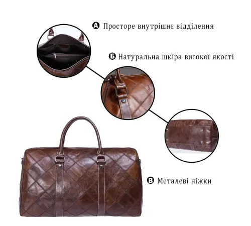 Дорожньо-спортивна сумка Vintage 14752 Коричнева