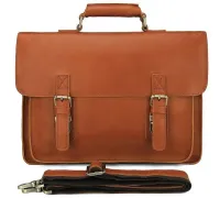 Шкіряний портфель матовий Vintage 14937 Рудий