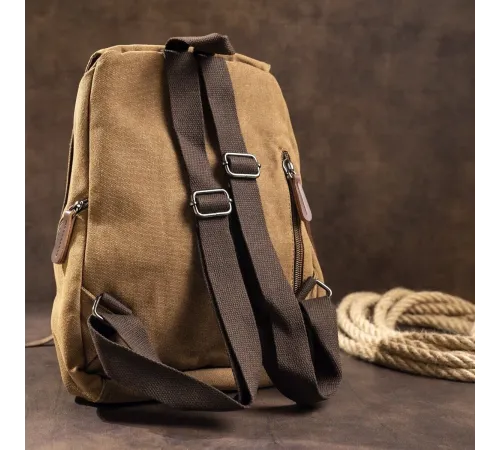 Компактний жіночий текстильний рюкзак Vintage 20196 Коричневий