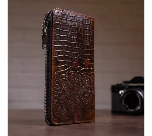 Чоловічий клатч із силуетом каймана 20235 Vintage Коричневий