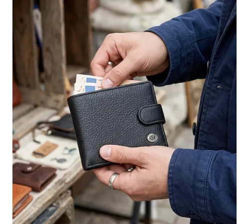 Чоловічий гаманець ST Leather 18316 (ST114) шкіряний Чорний