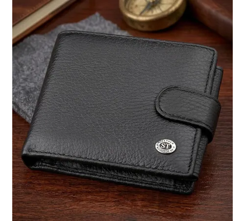 Чоловічий гаманець ST Leather 18334 (ST102) натуральна шкіра Чорний