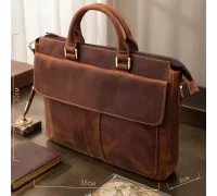Шкіряний портфель для ноутбука роботи та документів Vintage 14066 Коричневий