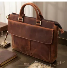 Шкіряний портфель для ноутбука роботи та документів Vintage 14066 Коричневий